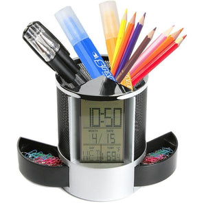 Pencil Hold with clock and calendar